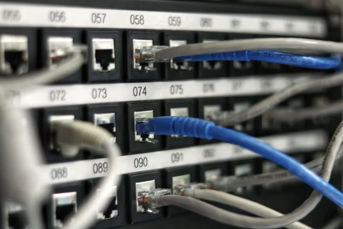 Blue Ethernet cabling